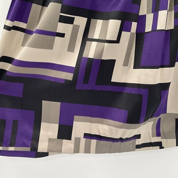 Robin Howe Silk Blend Pleated Knee Length Skirt Women 8 Purple Black Taupe - Picture 3 of 6